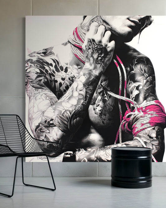 Gallery Wrapped Canvas, Ropes and Reverence Art Canvas, Erotic Shibari Art Canvas – Kaito