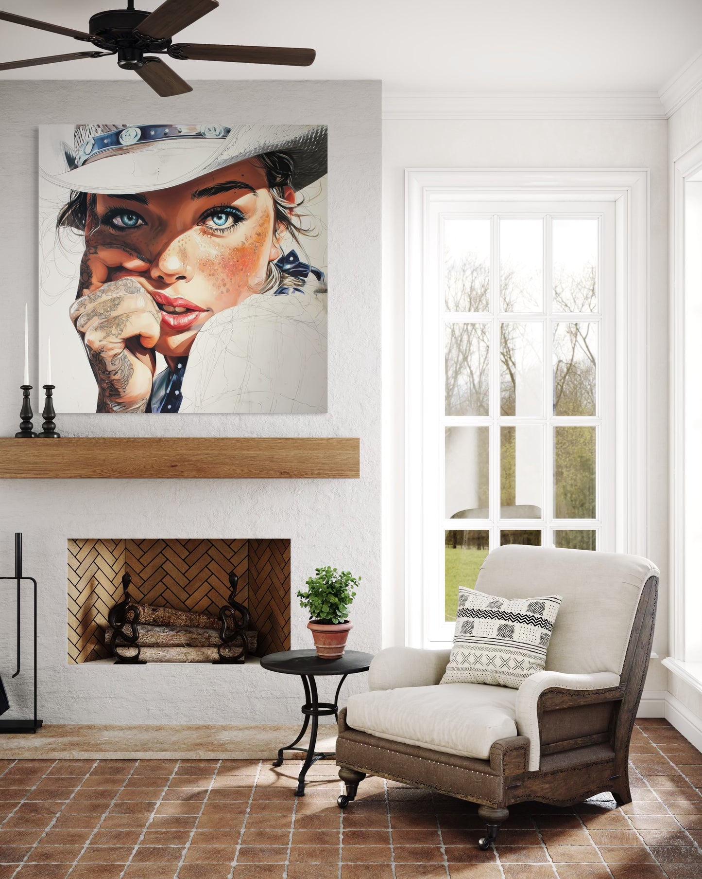 Gallery Wrapped Canvas, Wranglers and Wreckage Art Canvas, Erotic Pinup Art Canvas – Fallon