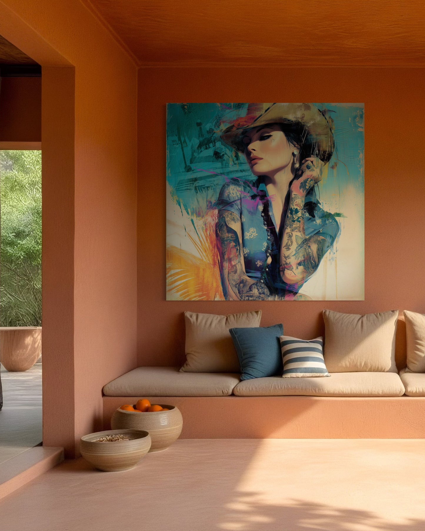 Gallery Wrapped Canvas, Wranglers and Wreckage Art Canvas, Erotic Pinup Art Canvas – Sierra