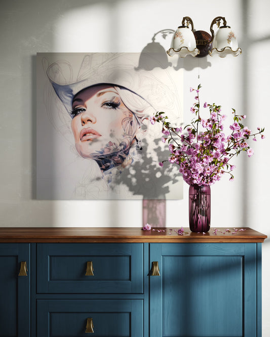 Gallery Wrapped Canvas, Wranglers and Wreckage Art Canvas, Erotic Pinup Art Canvas – Roxy