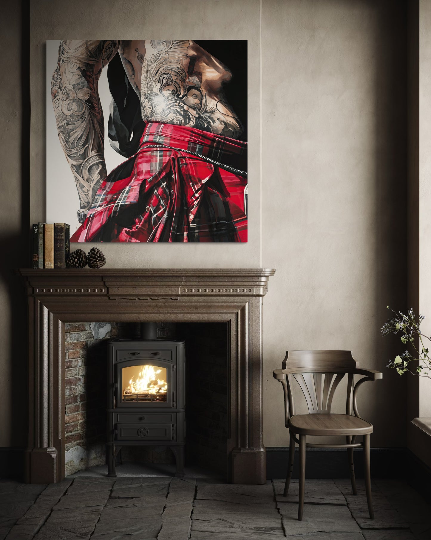 Gallery Wrapped Canvas, Kilts and Carnage Art Canvas, Erotic Pinup Art Canvas – Alexander