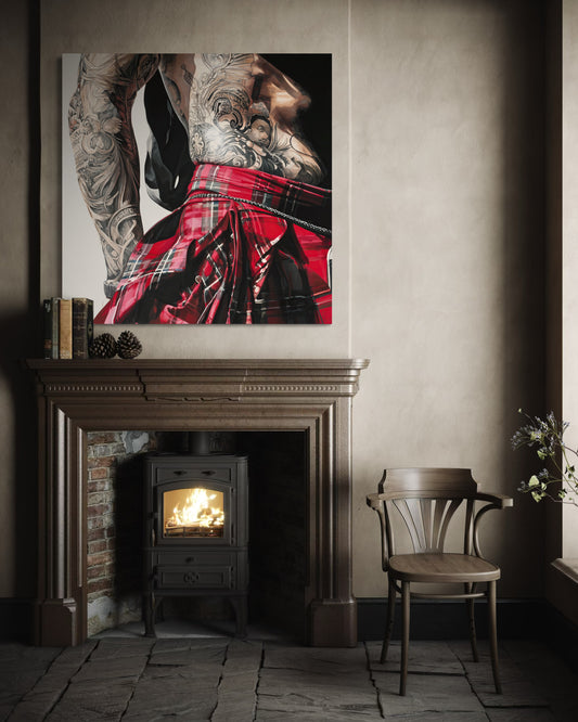 Gallery Wrapped Canvas, Kilts and Carnage Art Canvas, Erotic Pinup Art Canvas – Alexander