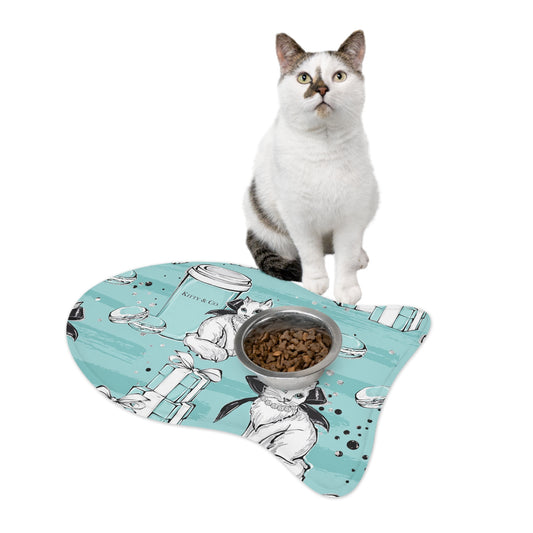 Personalized Kitty and Co Cat Mat - Cat Feeding Mats -  Coffee and Macarons Cat Feeding Mat