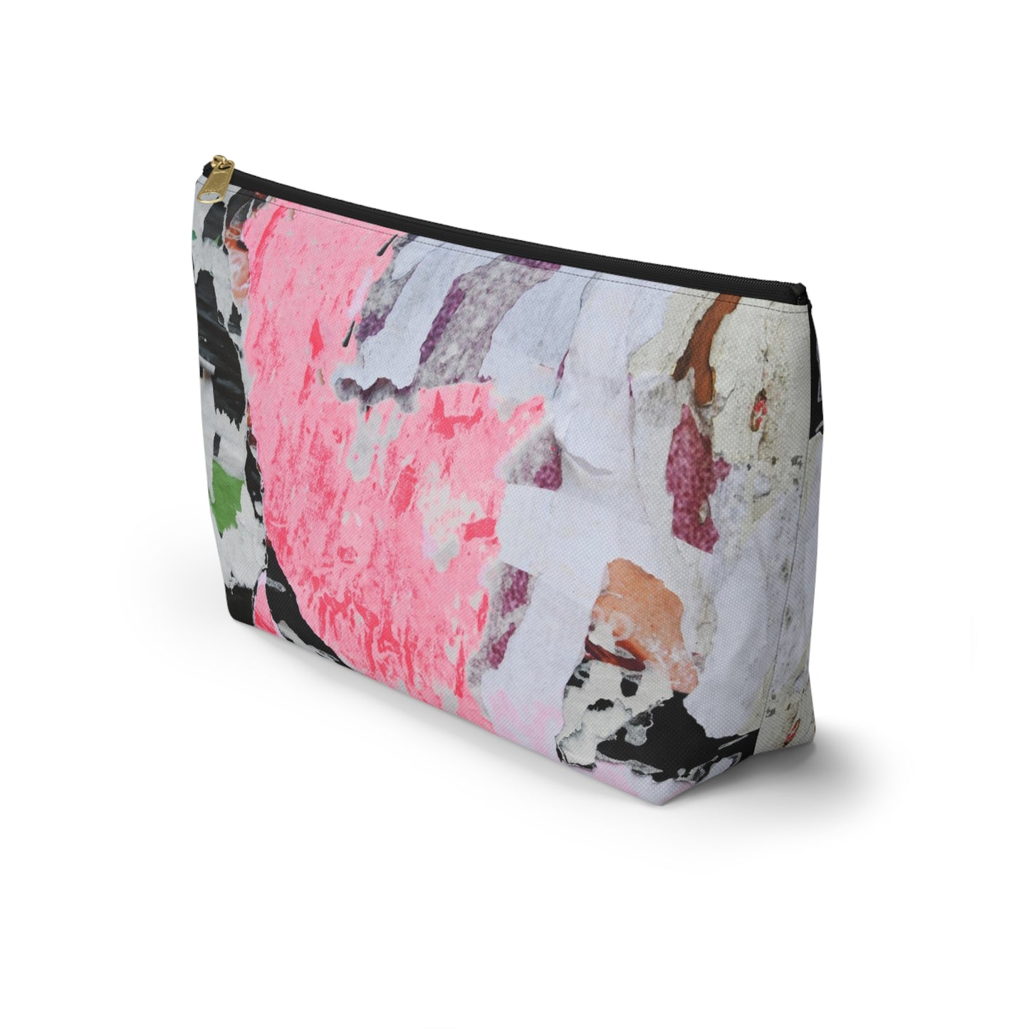 Urban Street Art Cosmetic Pouch w T-bottom, Accessory Pouch - Torn Poster Street Art Makeup Bag - Colormax Bag 6