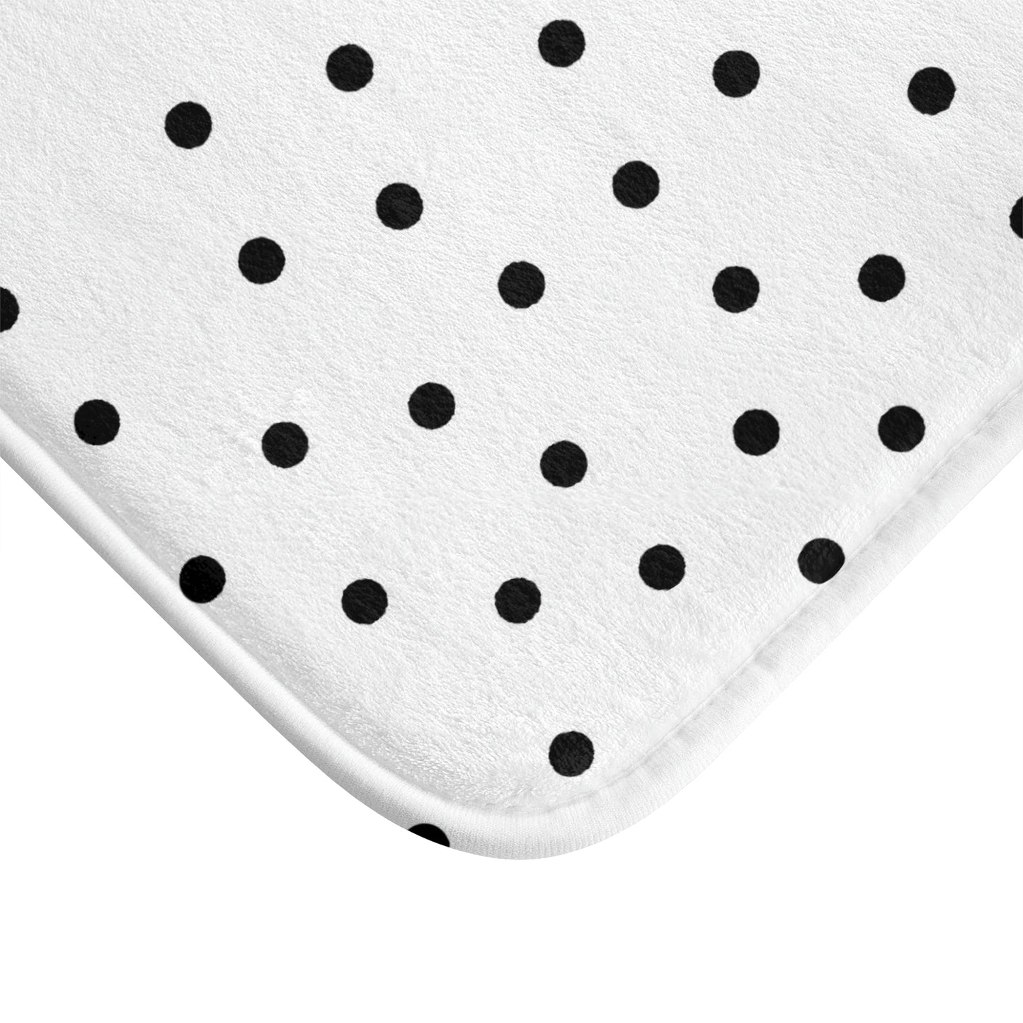 Personalized Polka Dot Bath Mat - Fashion Inspired Floor Mat - Black & White Bathroom Shower Mat