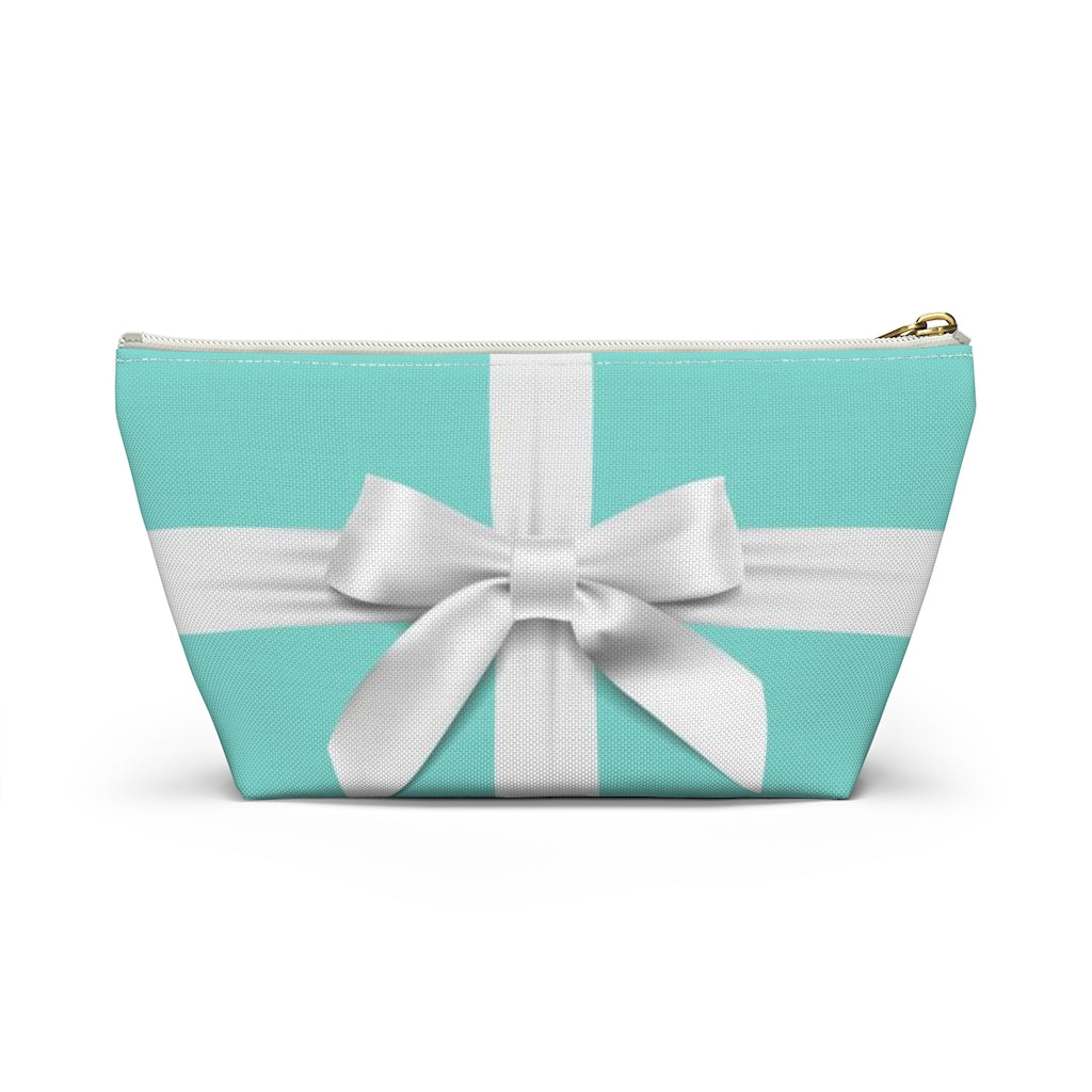 Little Blue Box Cosmetic Pouch w T-bottom, Accessory Pouch