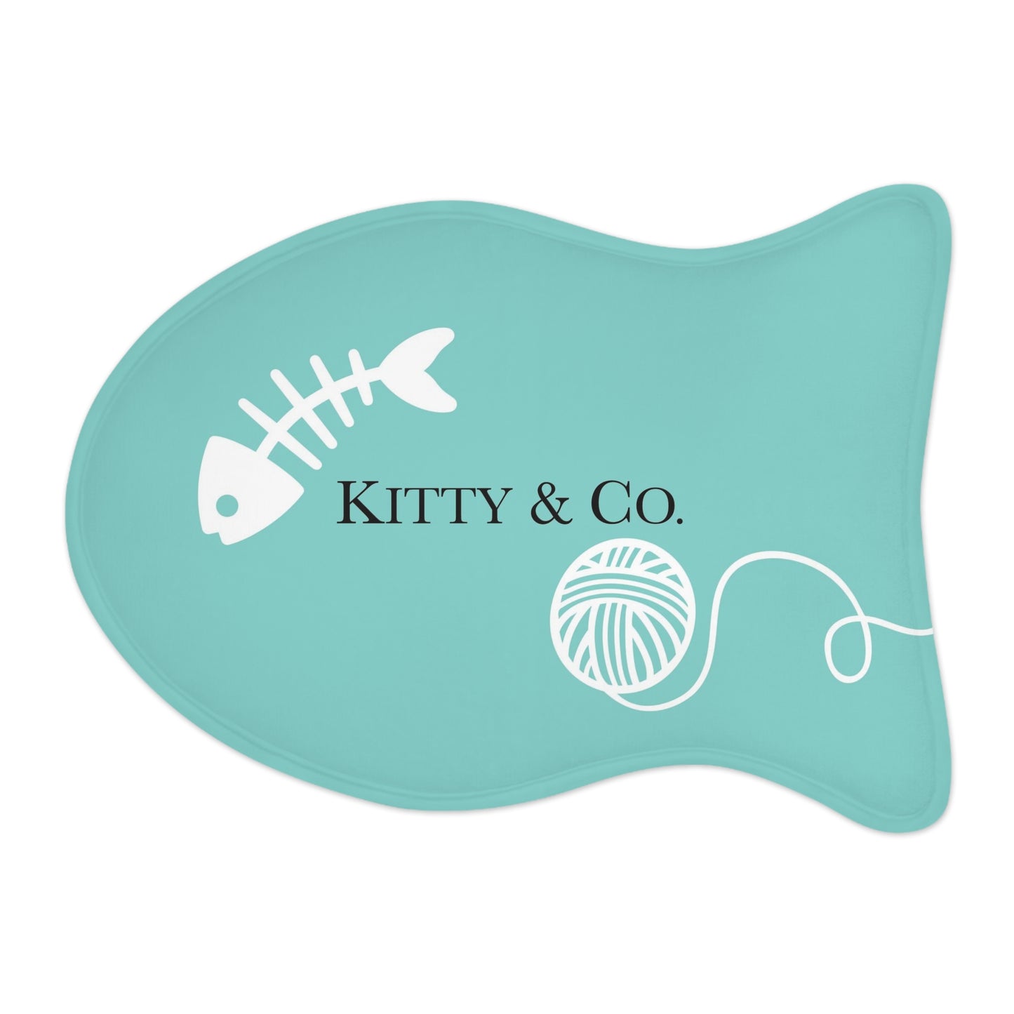 Personalized Kitty and Co Cat Mat - Cat Feeding Mats -  Name and Co Fish Bone and Yarn Mat