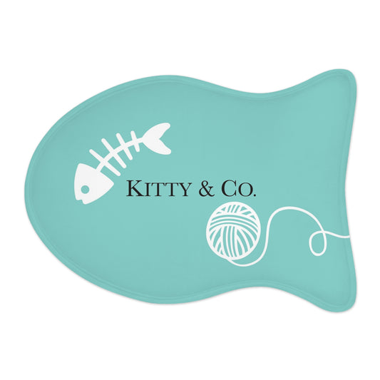 Personalized Kitty and Co Cat Mat - Cat Feeding Mats -  Name and Co Fish Bone and Yarn Mat