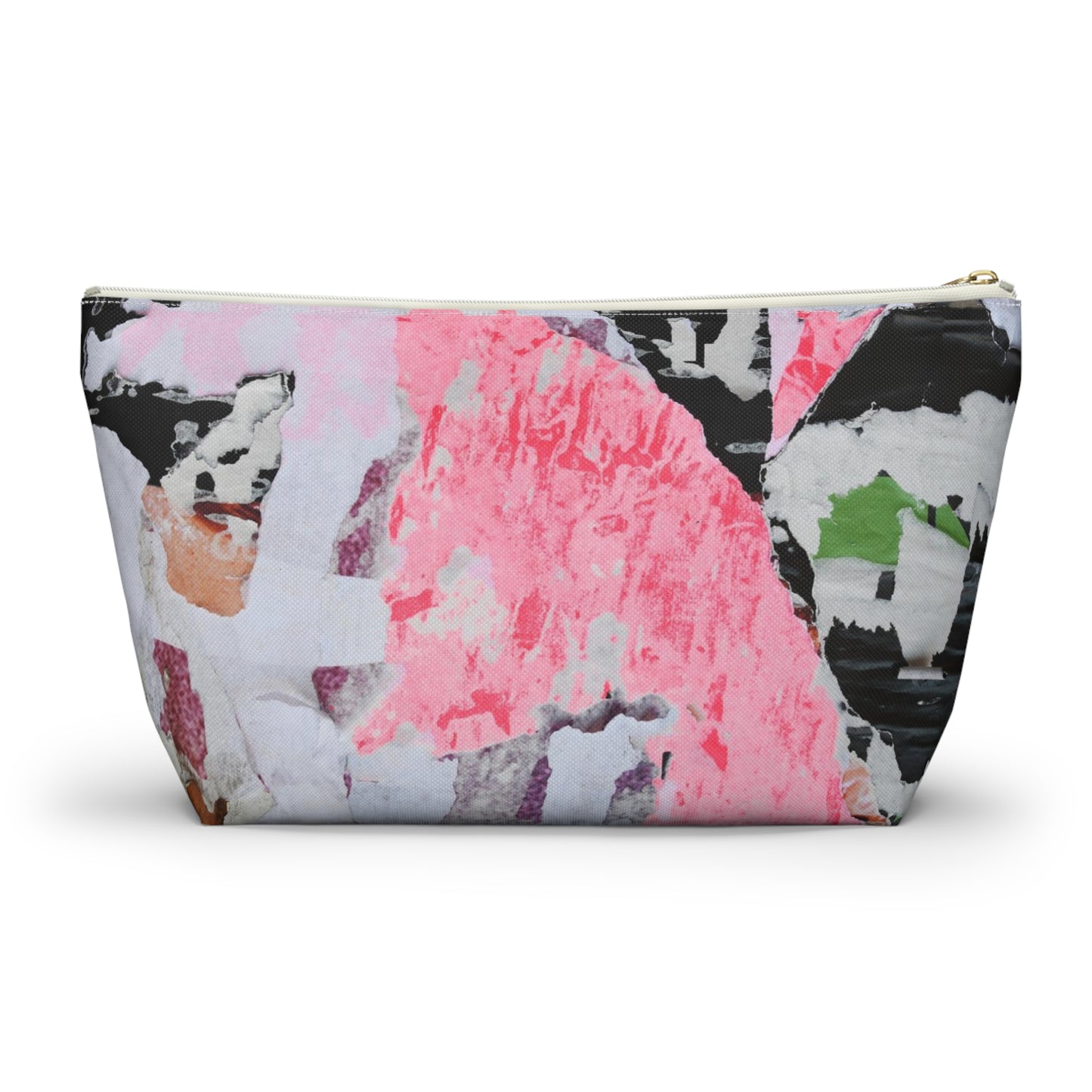 Urban Street Art Cosmetic Pouch w T-bottom, Accessory Pouch - Torn Poster Street Art Makeup Bag - Colormax Bag 6