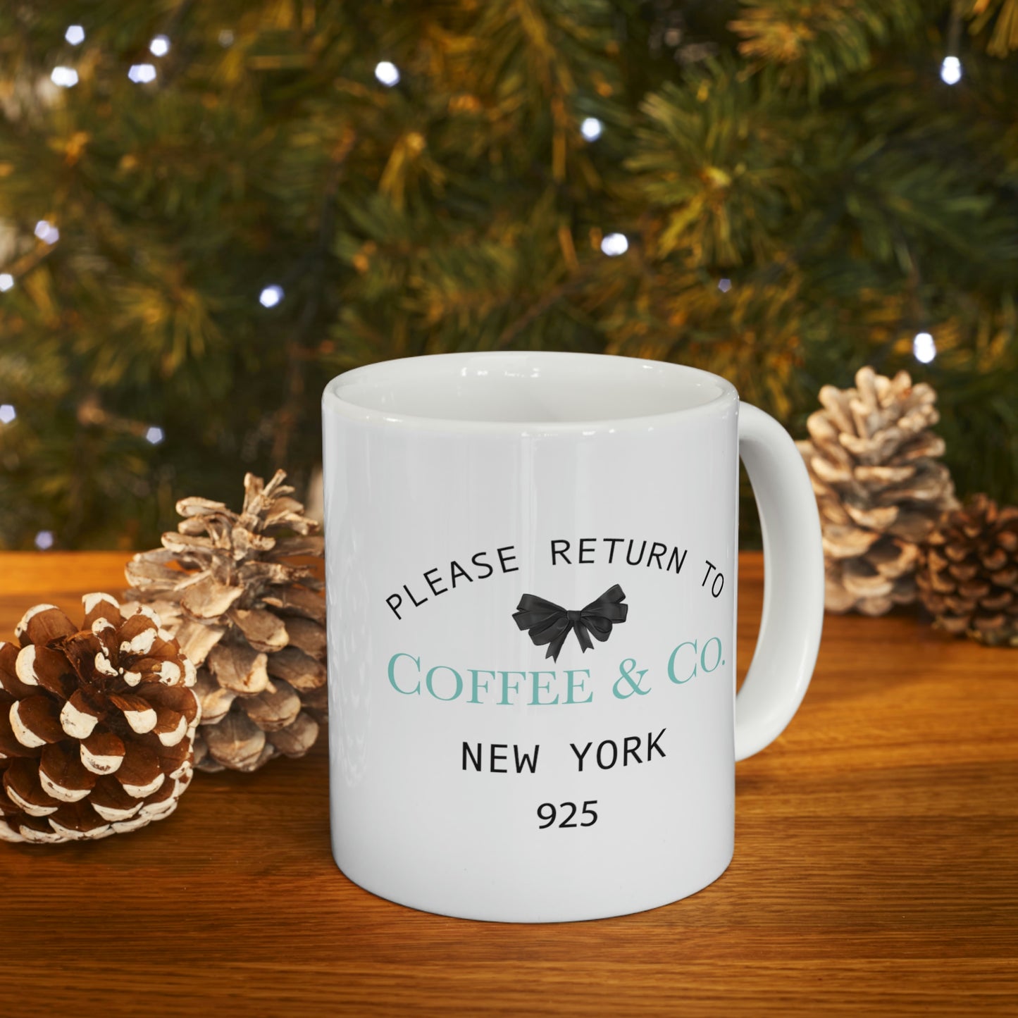 Please Return to Coffee & Co. Mug - 11oz White Ceramic Mug - Breakfast at Tiffany Inspired