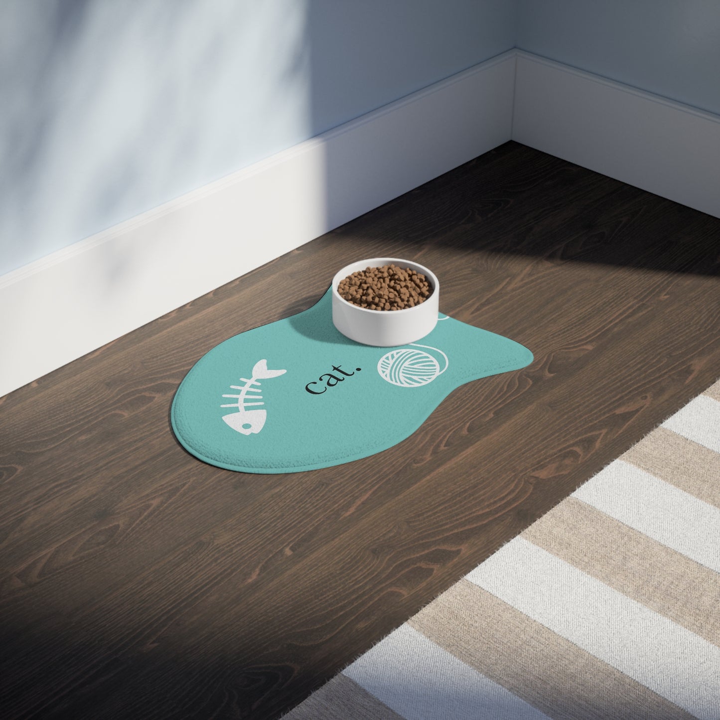 Personalized Cat Mat - Cat Feeding Mats -  Fish Bone and Yarn Cat Feeding Mat