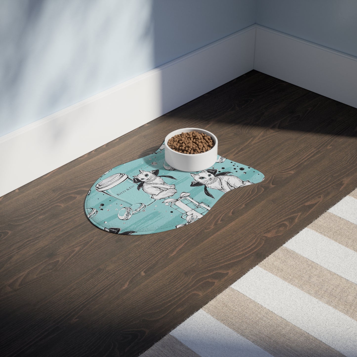Personalized Kitty and Co Cat Mat - Cat Feeding Mats -  Coffee and Macarons Cat Feeding Mat